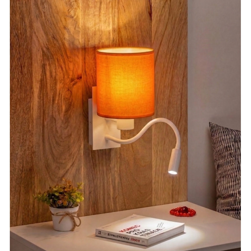 Brilagi - NUBILA LED Flexible Wall Lamp 1xE27/25W/230V + LED/3W white/orange