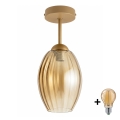 BRILAGI - LED Flush Ceiling Light RETRO GLASS 1xE27/60W/230V Ø 17 cm beige/smoky beige