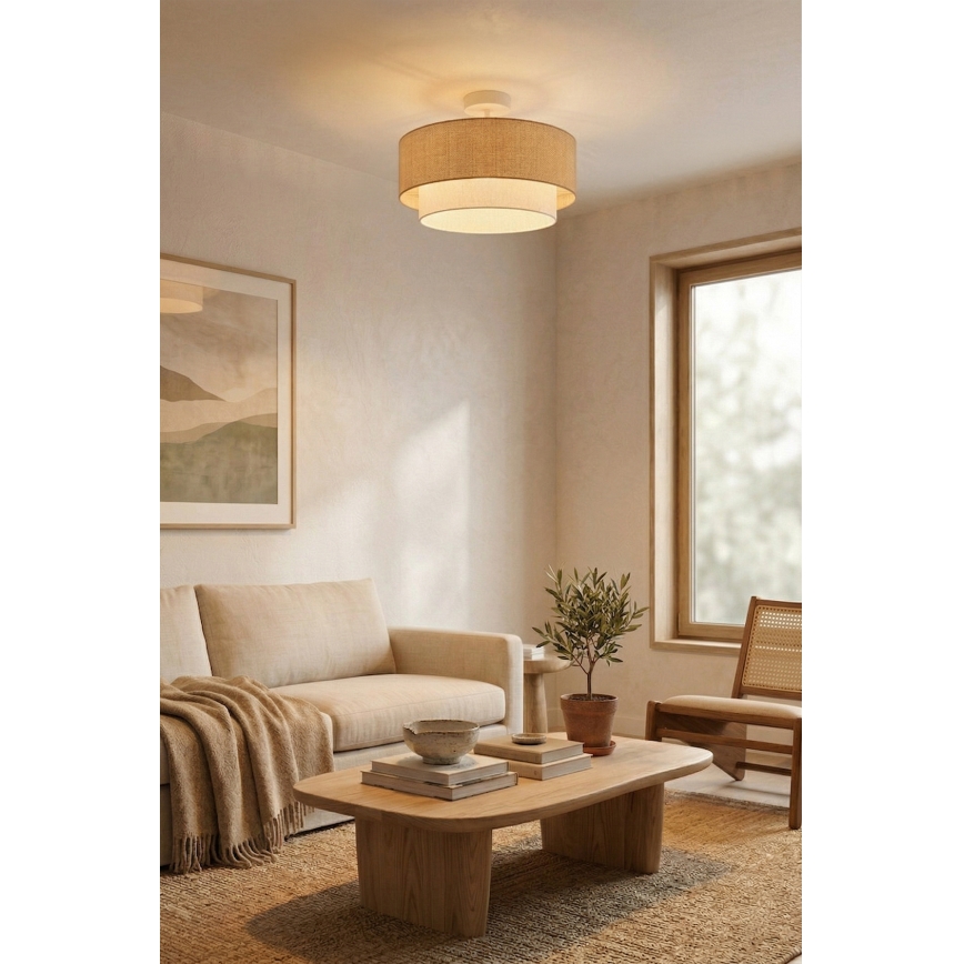Brilagi - LED Flush-Mount Ceiling Light BOHO ECO 1xE27/10W/230V Ø 40 cm beige/cream