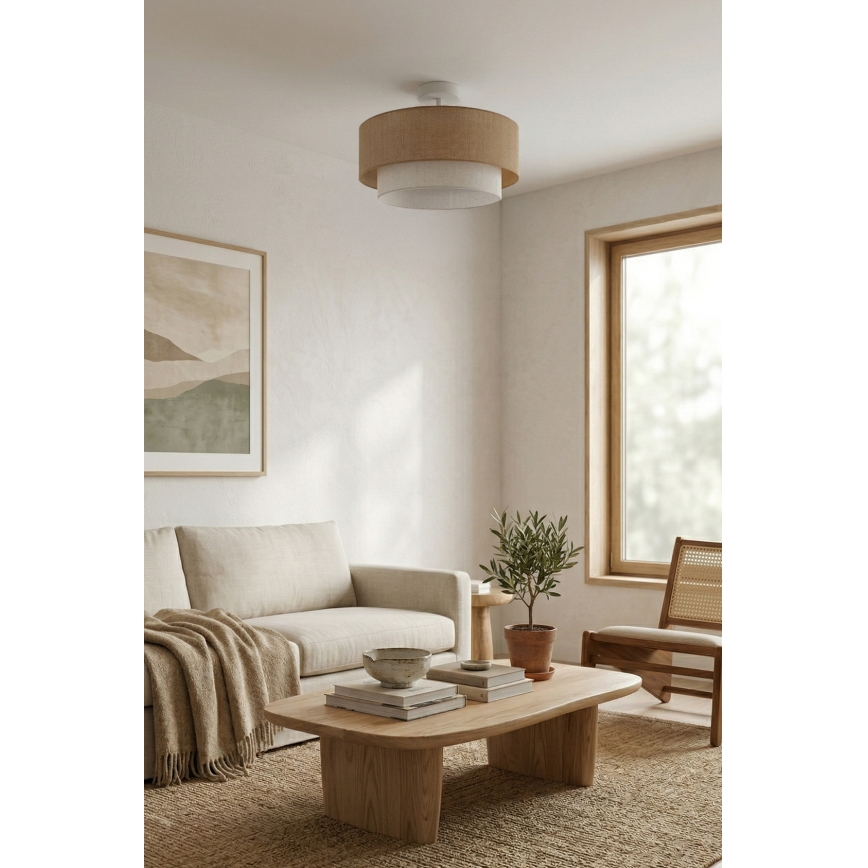Brilagi - LED Flush-Mount Ceiling Light BOHO ECO 1xE27/10W/230V Ø 40 cm beige/cream