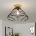 BRILAGI - LED Flush-Mount Ceiling Light CERIA WIRE 1xE27/40W/230V Ø 45 cm black/oak