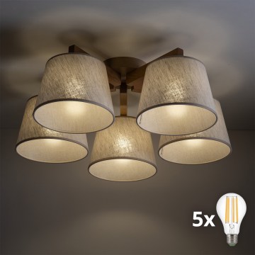BRILAGI - LED Flush-Mount Ceiling Light LATTE SABIA 5xE27/15W/230V pine/cream