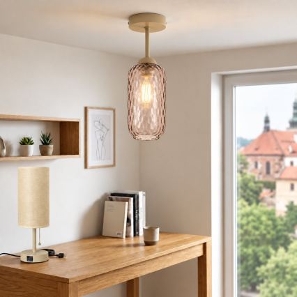 BRILAGI - LED Flush-mounted ceiling light RETRO GLASS 1xE27/60W/230V Ø 14 cm beige/smoky brown