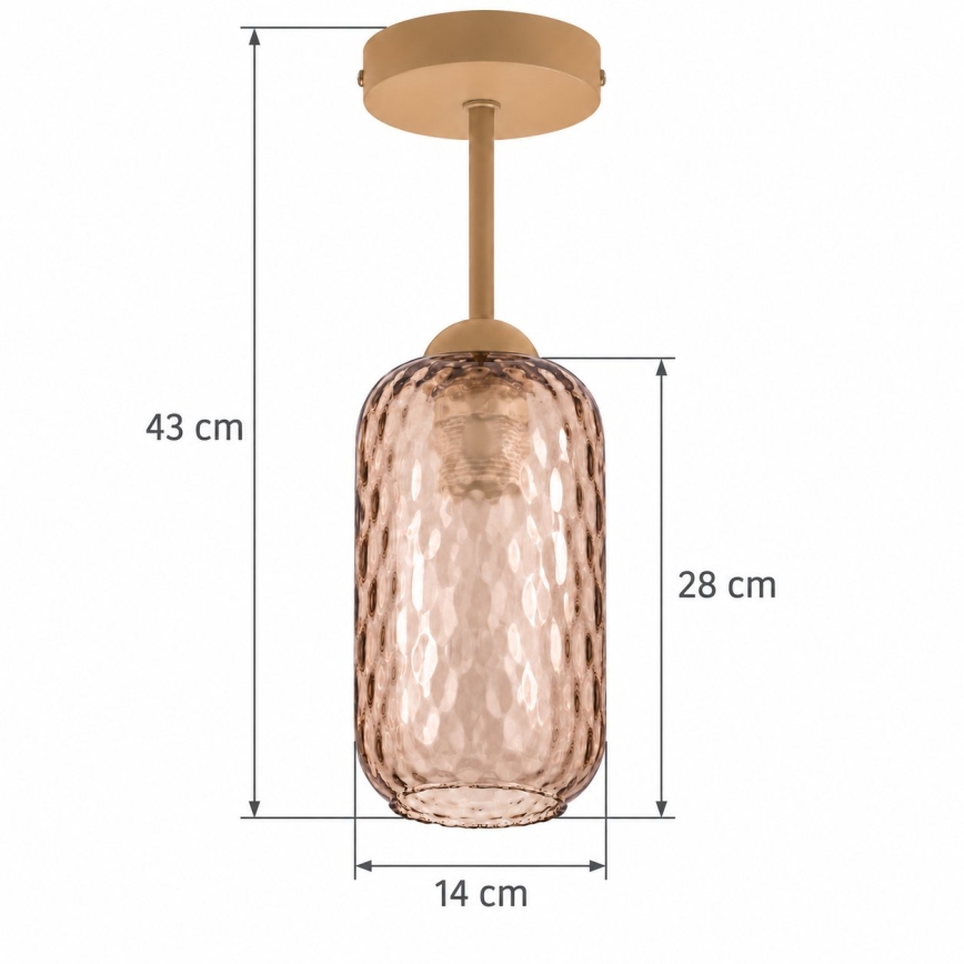 BRILAGI - LED Flush-mounted ceiling light RETRO GLASS 1xE27/60W/230V Ø 14 cm beige/smoky brown