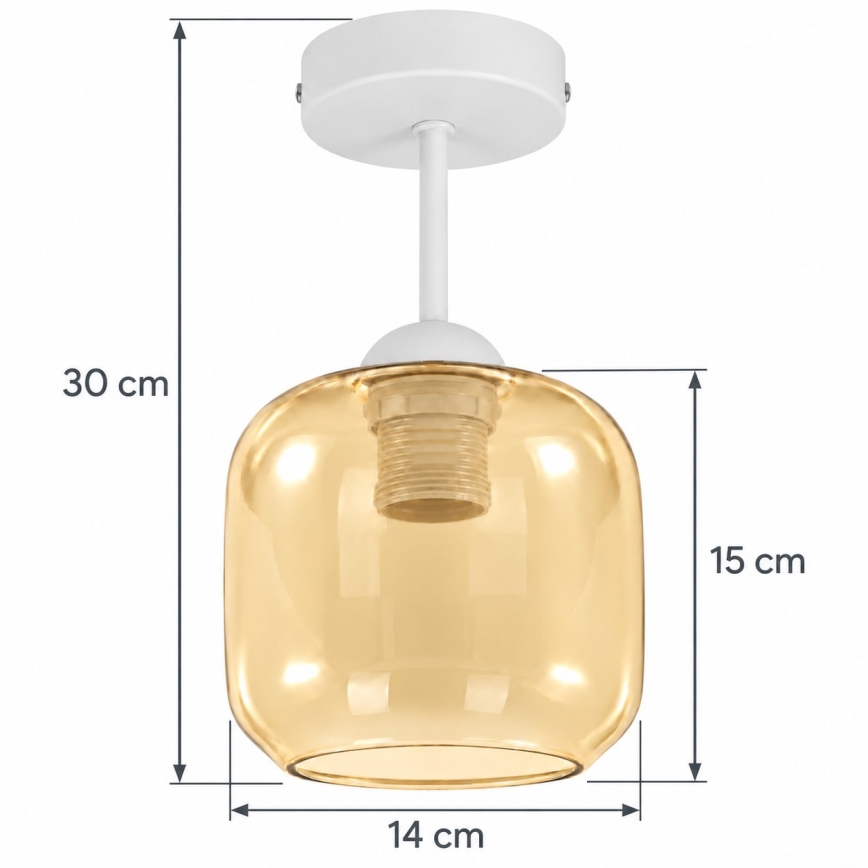 BRILAGI - LED Flush-mounted chandelier RETRO GLASS 1xE27/60W/230V Ø 14 cm white/smoked beige