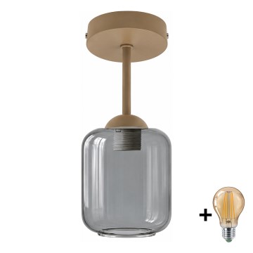 BRILAGI - LED Flush-mount ceiling light RETRO GLASS 1xE27/60W/230V Ø 14 cm beige/smoky grey