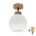 BRILAGI - LED Flush-mount ceiling light RETRO GLASS 1xE27/60W/230V Ø 15 cm oak/white