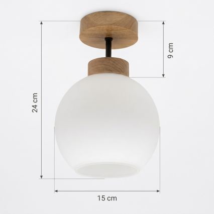 BRILAGI - LED Flush-mount ceiling light RETRO GLASS 1xE27/60W/230V Ø 15 cm oak/white