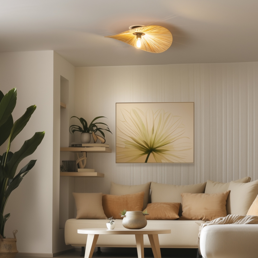 Brilagi - LED Flush-Mount Chandelier CERIA BOHO 1xE27/40W/230V Ø 60 cm raffia