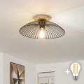 BRILAGI - LED Flush-Mount Chandelier CERIA WIRE 1xE27/40W/230V Ø 38 cm Black/Oak