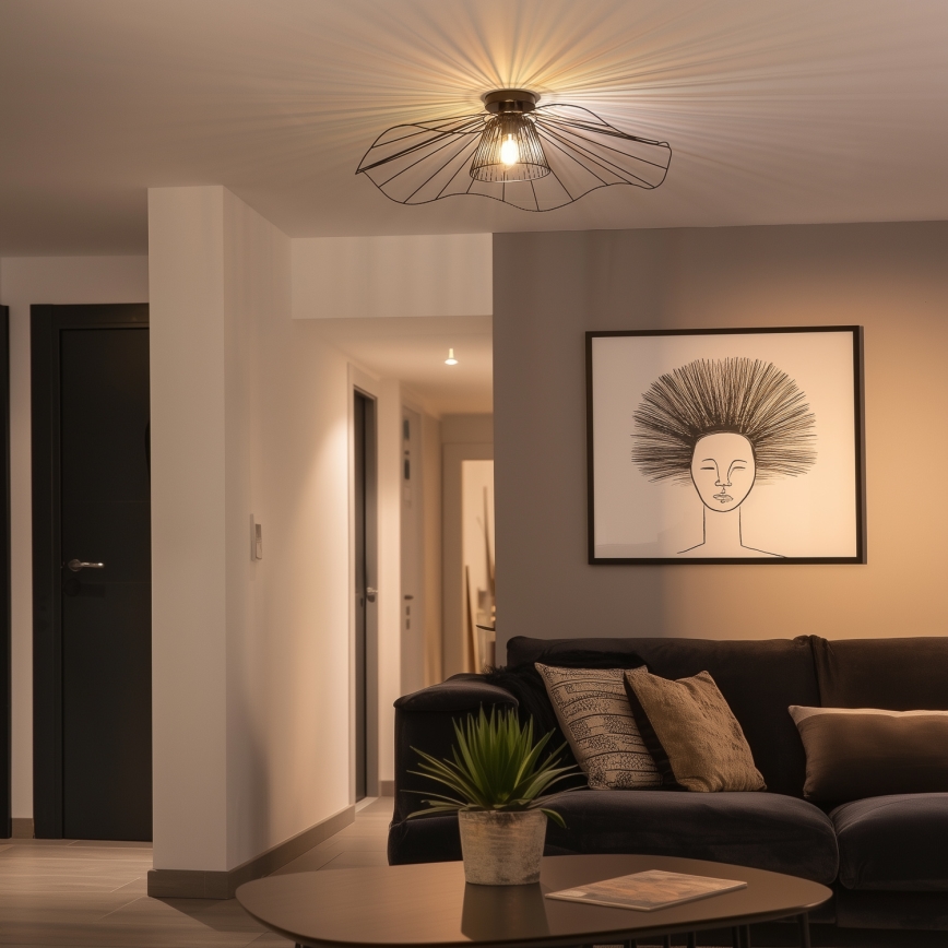 Brilagi - LED Flush-mount Chandelier CERIA WIRE 1xE27/40W/230V Ø 80 cm Black