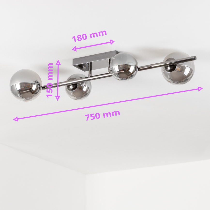 Brilagi - LED Flush-Mount Chandelier MILLA 4xG9/3W/230V black chrome/smoked