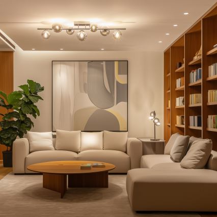 Brilagi - LED Flush-Mount Chandelier MILLA 7xG9/3W/230V Black Chrome/Smoked