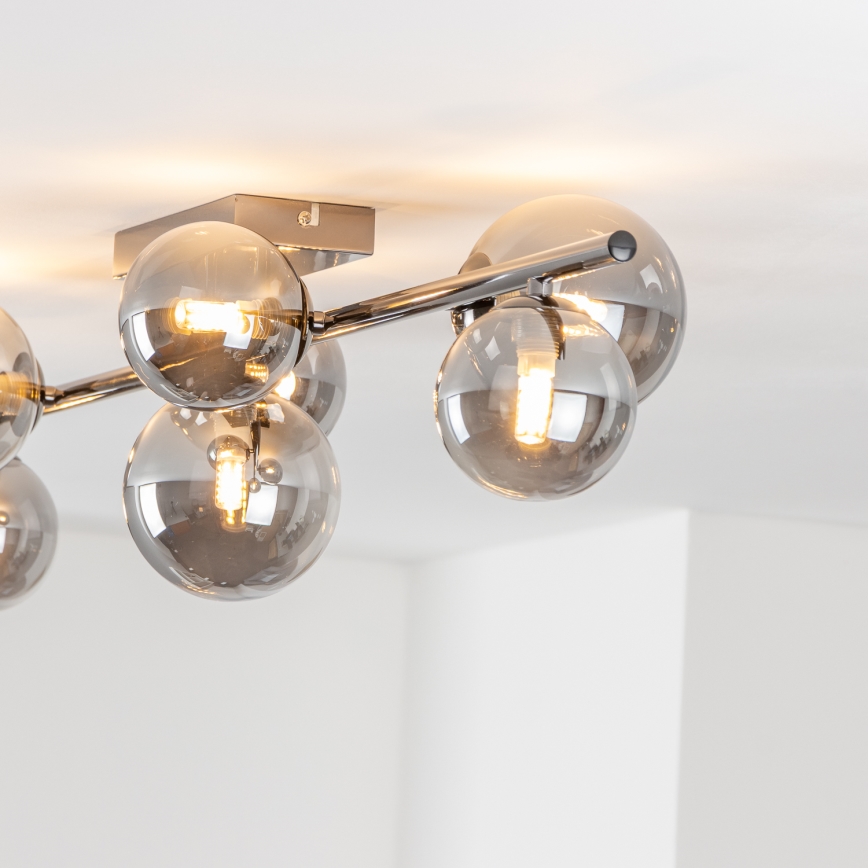 Brilagi - LED Flush-Mount Chandelier MILLA 7xG9/3W/230V Black Chrome/Smoked