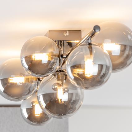 Brilagi - LED Flush-Mount Chandelier MILLA 7xG9/3W/230V Black Chrome/Smoked