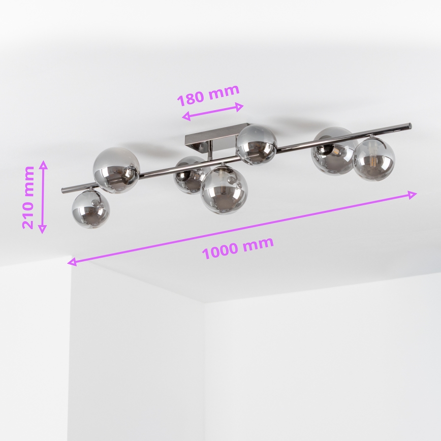 Brilagi - LED Flush-Mount Chandelier MILLA 7xG9/3W/230V Black Chrome/Smoked