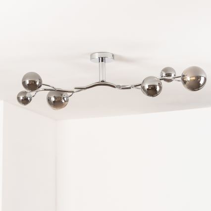 Brilagi - LED Flush-Mount Chandelier MISTEL 6xG9/3W/230V Black Chrome/Smoked Glass
