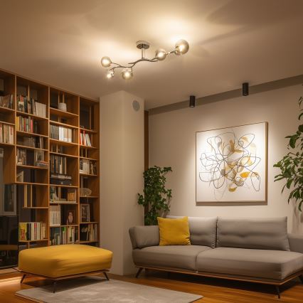 Brilagi - LED Flush-Mount Chandelier MISTEL 6xG9/3W/230V Black Chrome/Smoked Glass