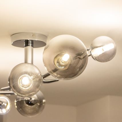 Brilagi - LED Flush-Mount Chandelier MISTEL 6xG9/3W/230V Black Chrome/Smoked Glass