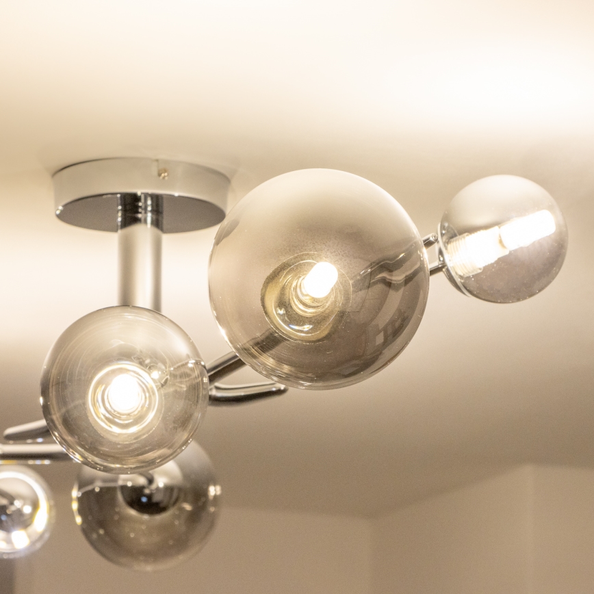 Brilagi - LED Flush-Mount Chandelier MISTEL 6xG9/3W/230V Black Chrome/Smoked Glass