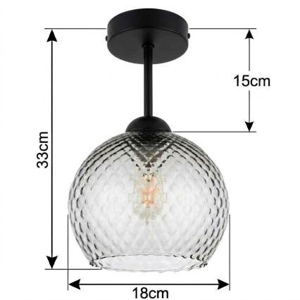 BRILAGI - LED Surface-mounted ceiling light RETRO GLASS 1xE27/60W/230V Ø 18 cm black/smoke gray