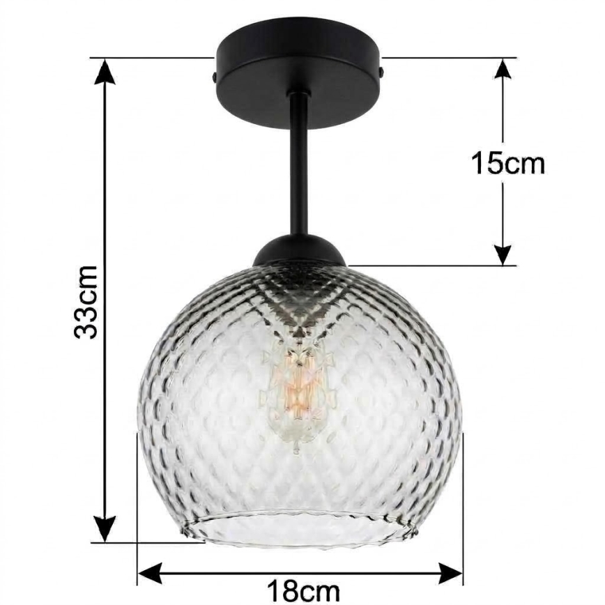 BRILAGI - LED Surface-mounted ceiling light RETRO GLASS 1xE27/60W/230V Ø 18 cm black/smoke gray