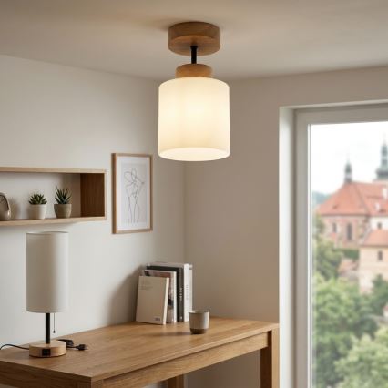 BRILAGI - LED Flush-Mount Chandelier RETRO GLASS 1xE27/60W/230V Ø 10 cm oak/white