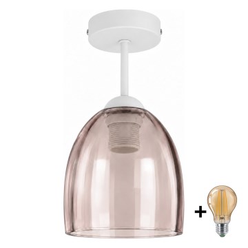 BRILAGI - LED Flush-mount chandelier RETRO GLASS 1xE27/60W/230V Ø 17 cm white/smoked beige