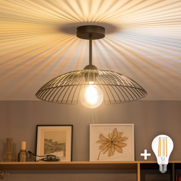 Brilagi - LED Flush-Mounted Ceiling Light CERIA WIRE 1xE27/60W/230V Ø 38 cm Black