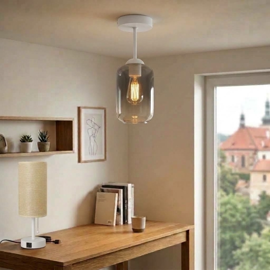 BRILAGI - LED Flush-mounted chandelier RETRO GLASS 1xE27/60W/230V Ø 14 cm white/smoked gray
