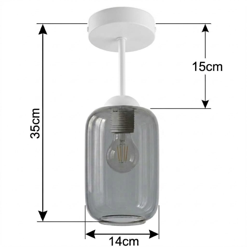 BRILAGI - LED Flush-mounted chandelier RETRO GLASS 1xE27/60W/230V Ø 14 cm white/smoked gray