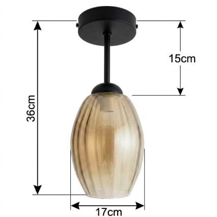 BRILAGI - LED Surface-mounted chandelier RETRO GLASS 1xE27/60W/230V Ø 17 cm black/smoky beige