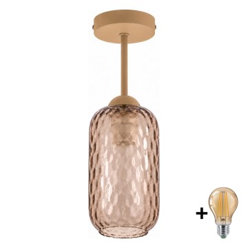 BRILAGI - LED Flush-mounted ceiling light RETRO GLASS 1xE27/60W/230V Ø 14 cm beige/smoky brown