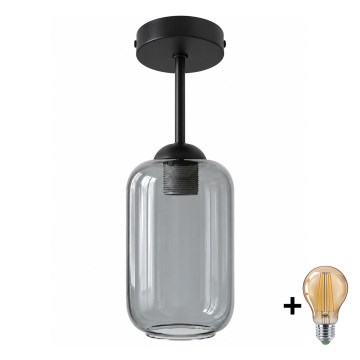 BRILAGI - LED Flush-Mounted Ceiling Light RETRO GLASS 1xE27/60W/230V Ø 14 cm black/smoked grey