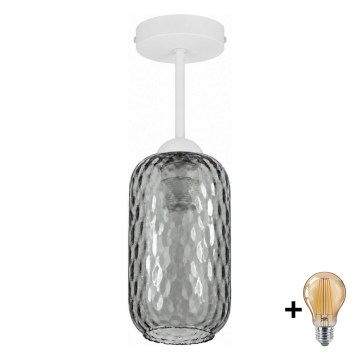 BRILAGI - LED flush-mounted ceiling light RETRO GLASS 1xE27/60W/230V Ø 14 cm white/smoked grey