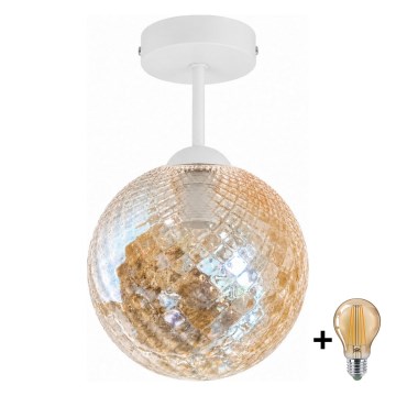 BRILAGI - LED Flush-mounted ceiling light RETRO GLASS 1xE27/60W/230V Ø 17 cm white/smoked beige