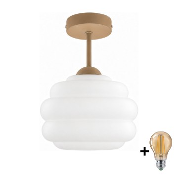 BRILAGI - LED Flush-mounted ceiling light RETRO GLASS 1xE27/60W/230V Ø 20 cm beige/white