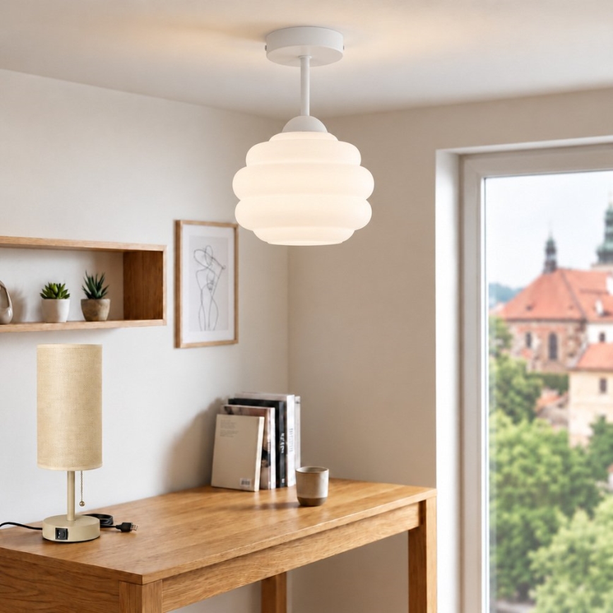 BRILAGI - LED Flush-mounted ceiling light RETRO GLASS 1xE27/60W/230V Ø 20 cm white