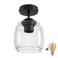 BRILAGI - LED Flush-Mounted Ceiling Light RETRO GLASS 1xE27/60W/230V Ø 26 cm black/smoked grey
