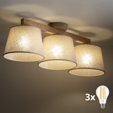 BRILAGI - LED Flush-mounted chandelier LATTE SABIA 3xE27/15W/230V pine/beige