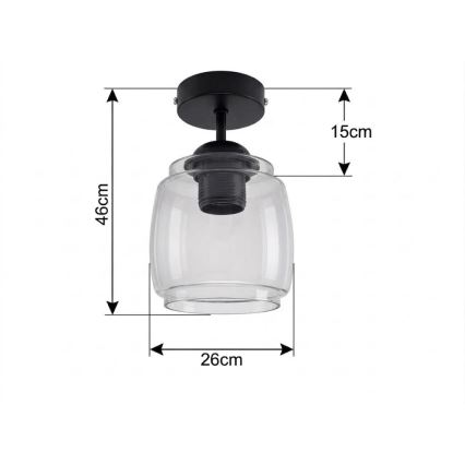 BRILAGI - LED Flush-Mounted Ceiling Light RETRO GLASS 1xE27/60W/230V Ø 26 cm black/smoked grey