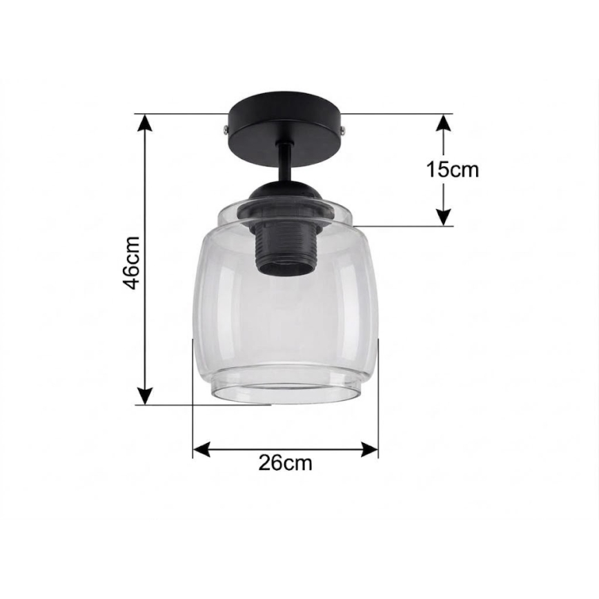 BRILAGI - LED Flush-Mounted Ceiling Light RETRO GLASS 1xE27/60W/230V Ø 26 cm black/smoked grey