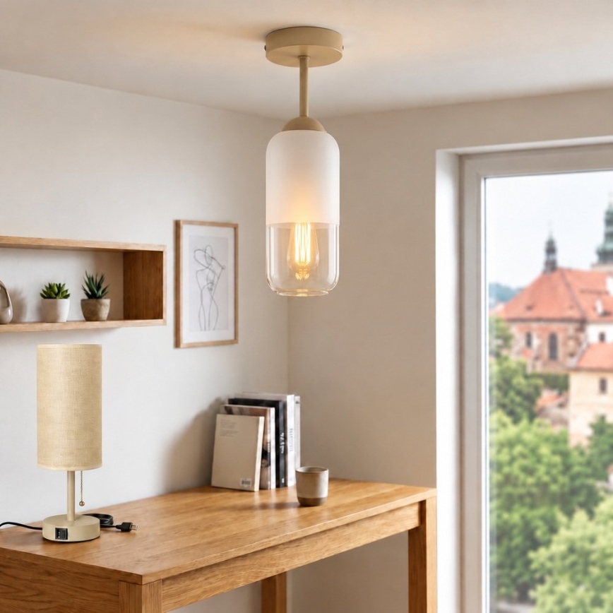 BRILAGI - LED Flush-mounted chandelier RETRO GLASS 1xE27/60W/230V Ø 14 cm beige/white