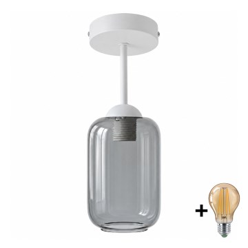 BRILAGI - LED Flush-mounted chandelier RETRO GLASS 1xE27/60W/230V Ø 14 cm white/smoked gray