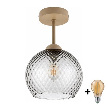 BRILAGI - LED Flush-mounted chandelier RETRO GLASS 1xE27/60W/230V Ø 25 cm beige/smoky gray