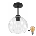 BRILAGI - LED Flush-mounted chandelier RETRO GLASS 1xE27/60W/230V Ø 25 cm black/clear