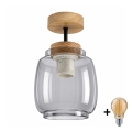 BRILAGI - LED Flush-mounted chandelier RETRO GLASS 1xE27/60W/230V Ø 26 cm oak/smoke grey