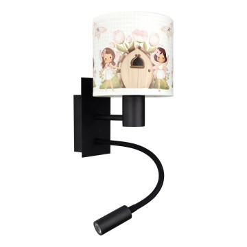 BRILAGI - LED Kids' Adjustable Wall Lamp BOBO 1xE27/25W/230V + LED/3W Black/White/Pink/Fairies