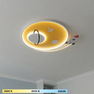 Brilagi -LED Kids' ceiling light STARSHIP LED/64W/230V 3000/4500K yellow