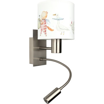 BRILAGI - LED Kids' Flexible Wall Lamp BOBO 1xE27/25W/230V + LED/3W matte chrome/white/animal motifs